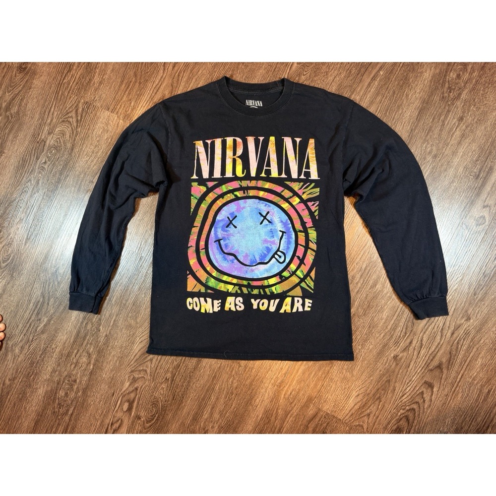Nirvana "Come As You Are" Black Long Sleeve T-Shirt Size S Rock & Pop